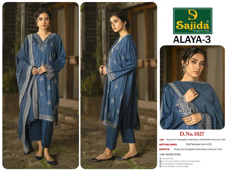 Alaya Vol 3 by Sajida Georgette Pakistani Salwar Kameez Orders In India